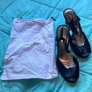 Calvin Klein Peep Toe Rhinestone Heel